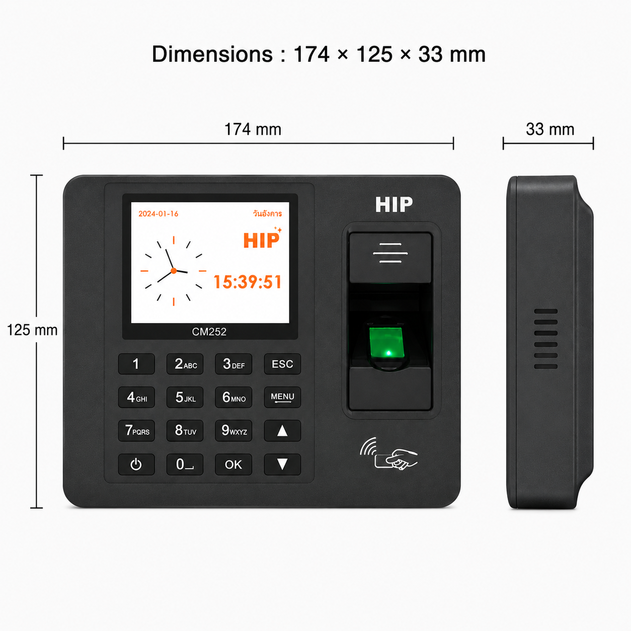 เครื่องสแกนลายนิ้วมือ HIP รุ่น CMI252 สีดำ_2